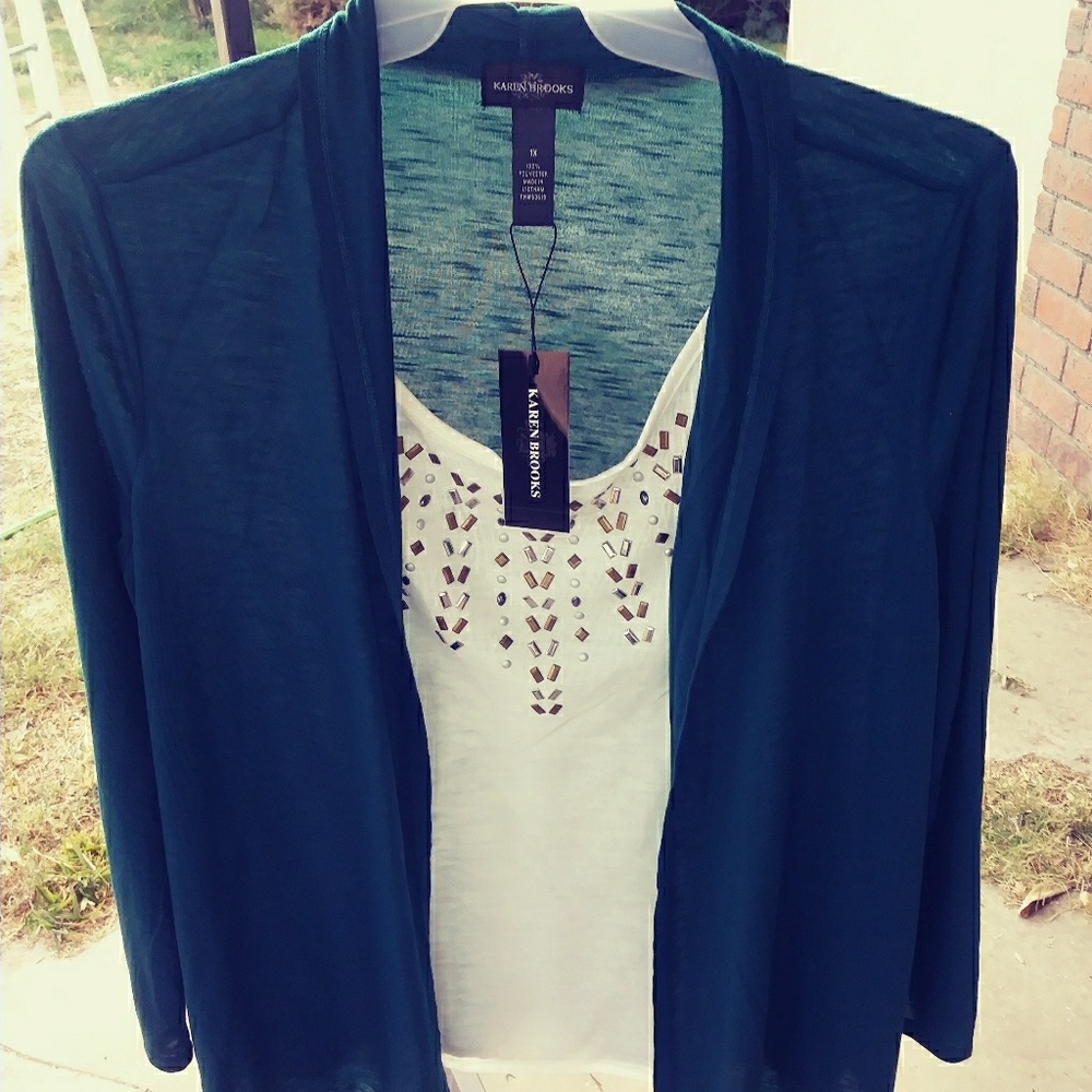 1 piece plus size seafoam green Karen Brooks top